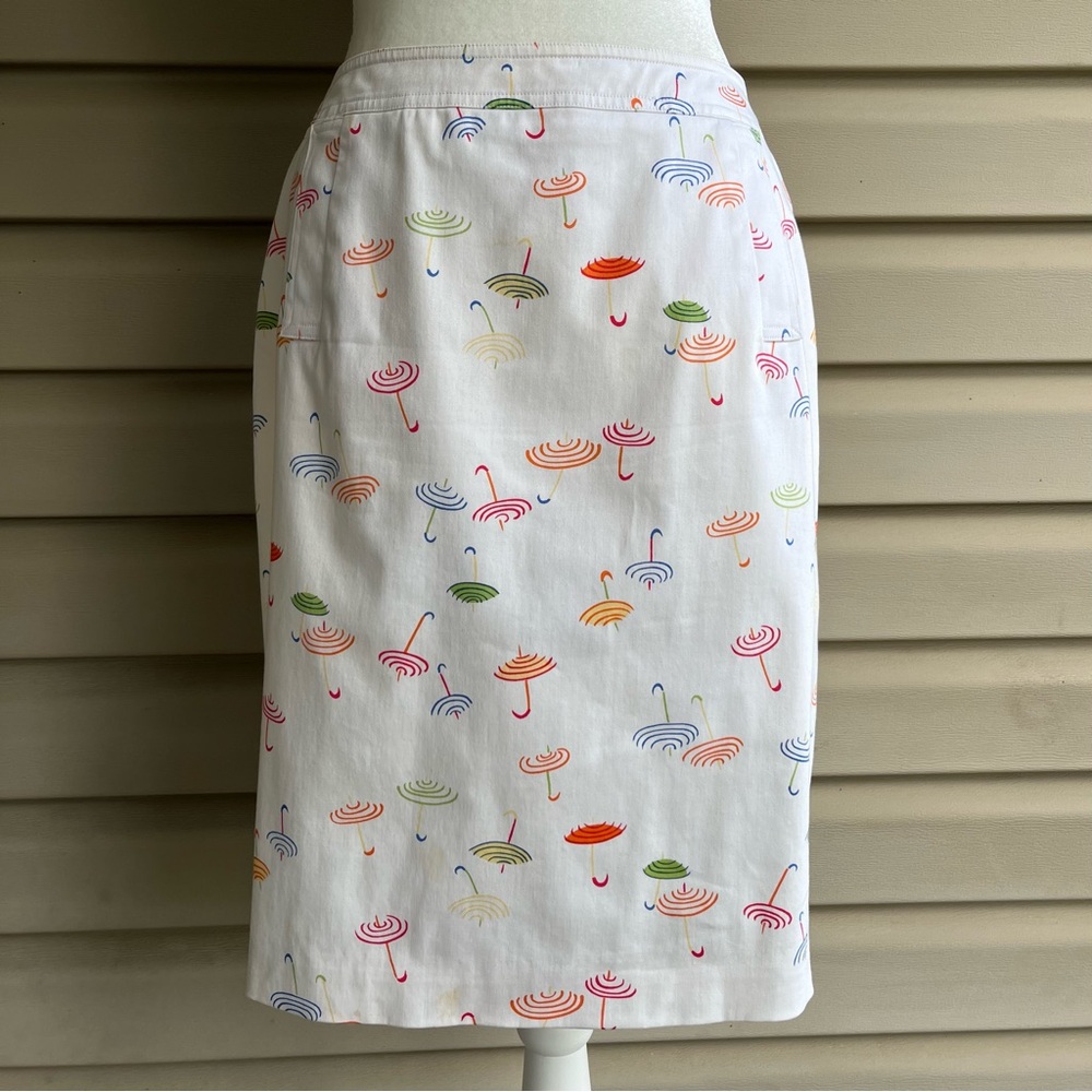 •Talbots• Vintage Multi-Colored Umbrella Pattern Skirt - Size 8